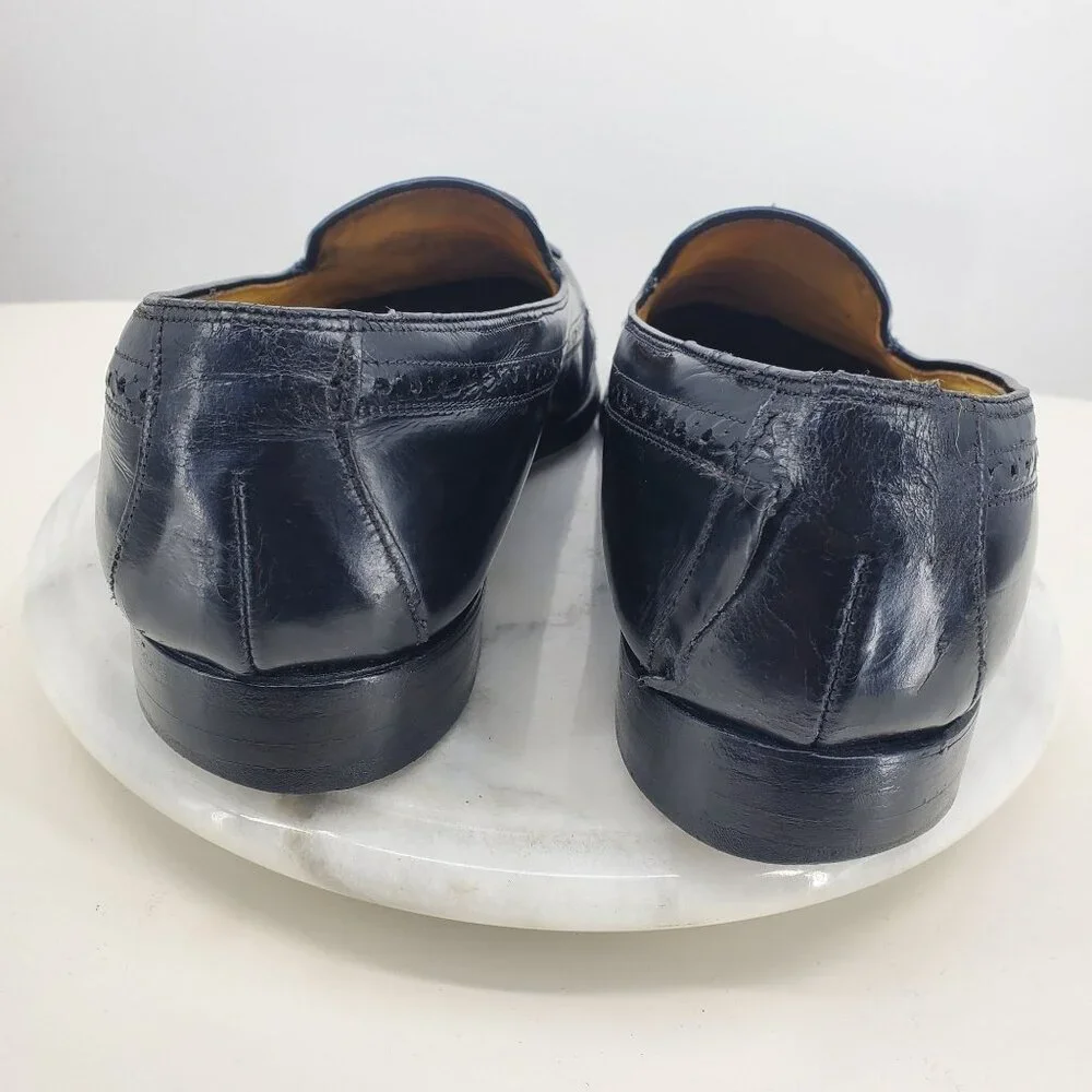 Johnston & Murphy Black Leather Slip On Men's Tassel Wingtip Dress Shoes Size 10